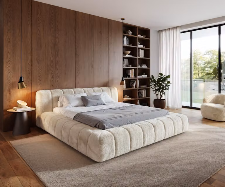DELIFE Struttura letto imbottita Cutio 180x200 cm Plüsch bianco crema