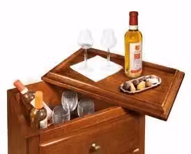 Porta bottiglie in legno Mobili 2G marrone con cassetto finto e vassoio aperto L: 54 cm, P: 37 cm, H: 105 cm – 2