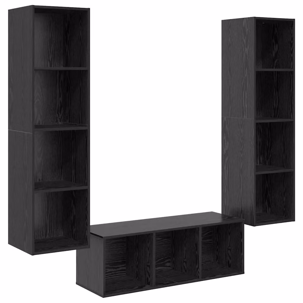 Set mobile TV moderno vidaXL in 3 pezzi color rovere e nero in legno ingegnerizzato e MDF – 2
