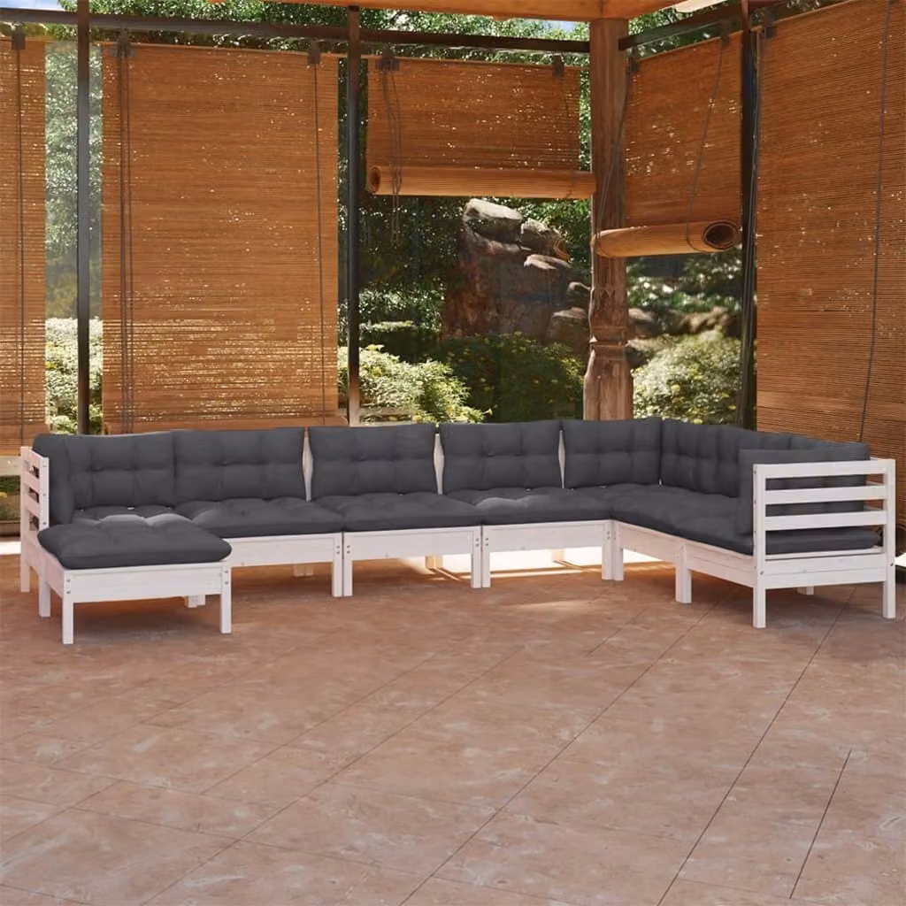 Maison Exclusive - Set Divani da Giardino 8 pz con Cuscini BiancLegno di Pino