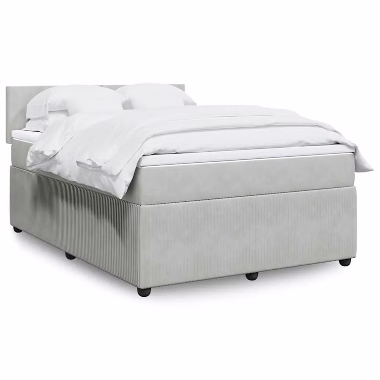 vidaXL Letto Ibrido con Materasso in Velluto Grigio e Bianco L/P: 160 x 200 cm