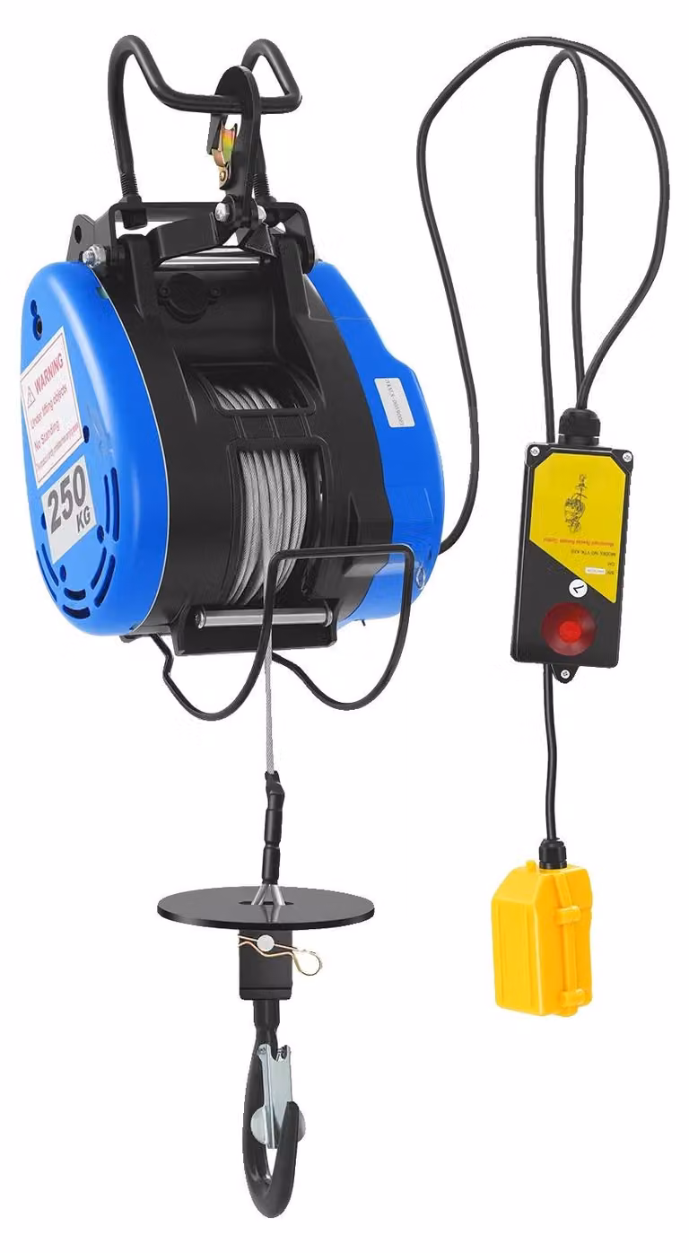 Verricello elettrico, capacità di sollevamento 250 kg, telecomando, blu