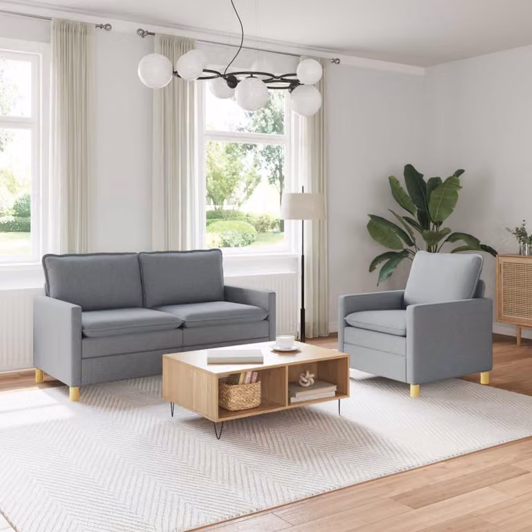 Set di 2 divani moderni vidaXL in tessuto grigio con struttura in metallo per il tuo soggiorno