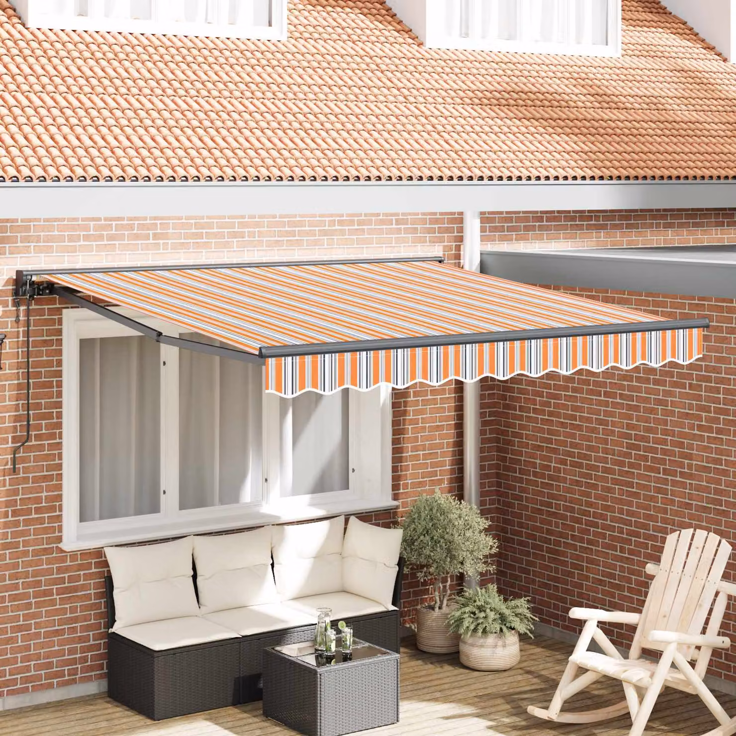 vidaXL Semi-cassette in poliestere e acciaio, Blu e Arancione, L 350 cm x P 250 cm