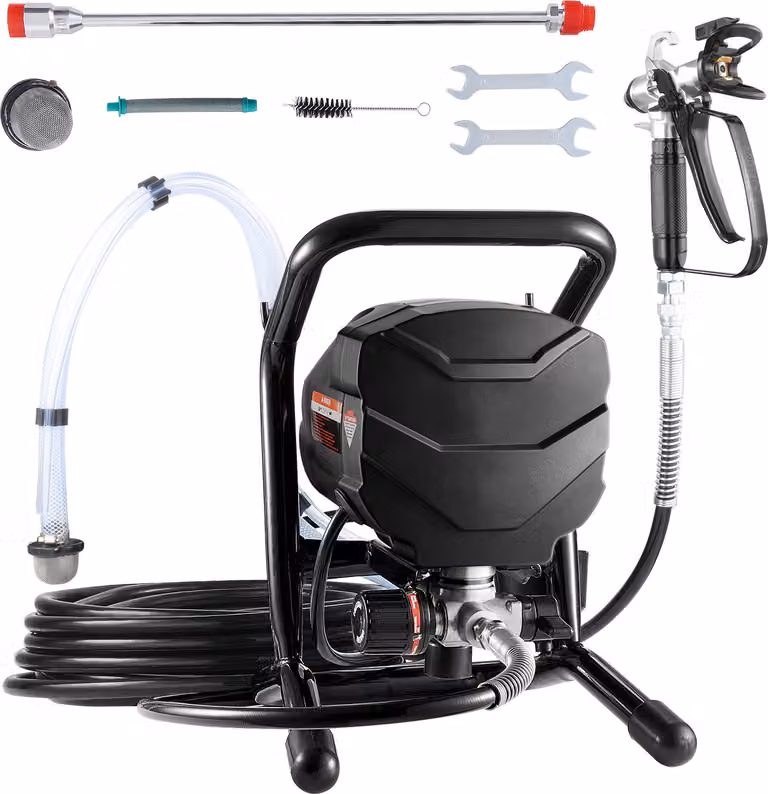 SucceBuy Stand Spruzzatore di vernice airless, spruzzatore di vernice elettrico da 650 W 3000 PSI, asta di prolunga e kit di pulizia per la casa