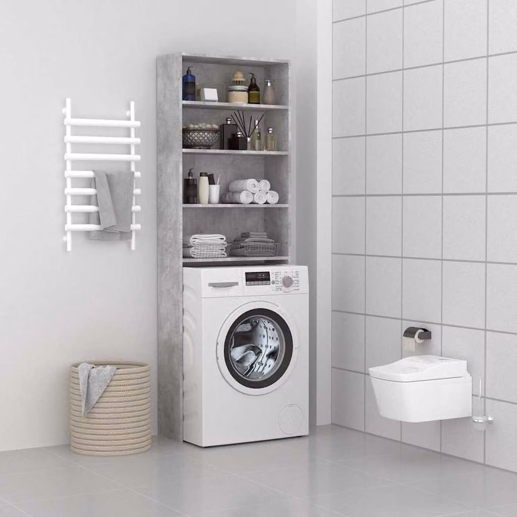 Mobile per lavatrice vidaXL moderno in legno MDF grigio, L: 64 cm, P: 24 cm, H: 190 cm