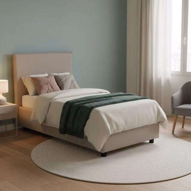 Argentino, Letto Singolo Sfoderabile Made in Italy, Grigio Tortora