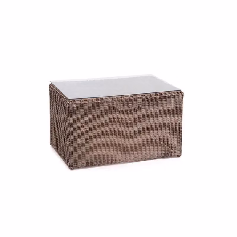 Tavolino da soggiorno Riviera Art-Garden moderno con piano in vetro trasparente e base marrone L: 120 cm, P: 75 cm, H: 41 cm – 2