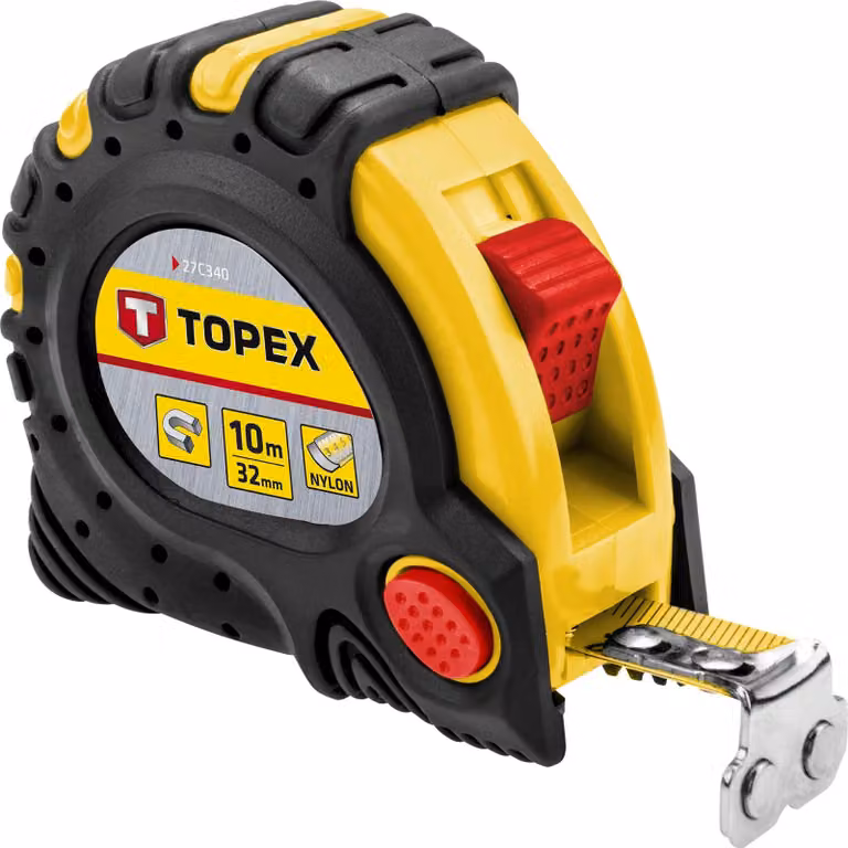 Nastro di misura a spirale TOPEX in acciaio 10 m x 32 mm, magnete