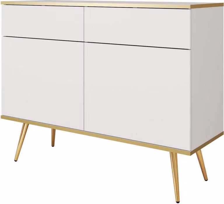 FURNLUX Credenza Oro White Und Gold 107cm / Hauptfarbe: Weiß / Dimensioni: 107 x 39 x 85 cm