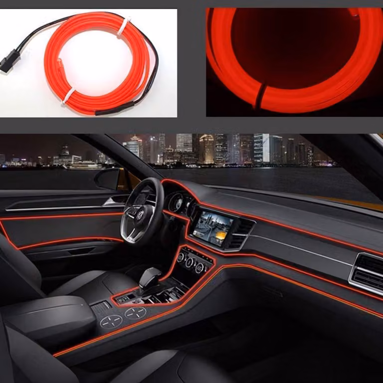 Striscia luminosa al neon flessibile, luce fredda, ideale per la decorazione dell'auto, lunghezza 3 metri, colore rosso