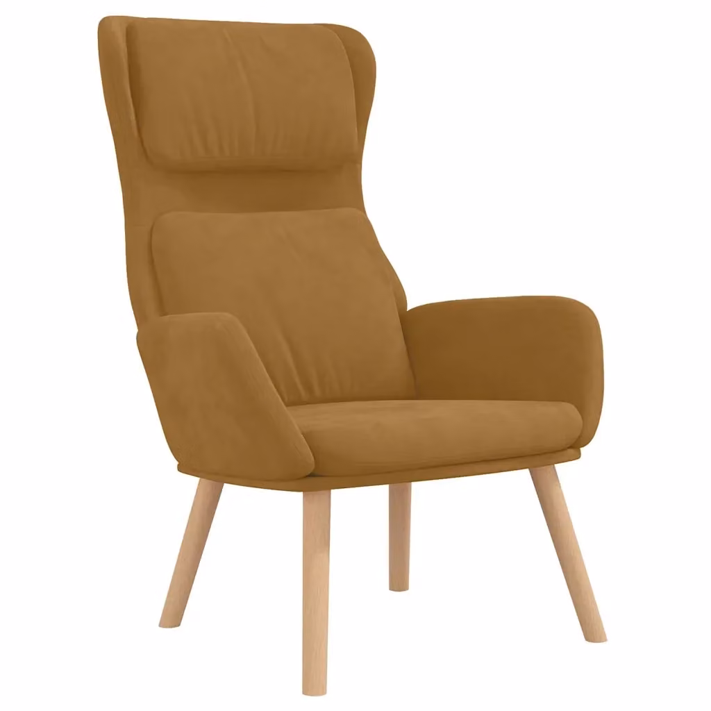 Poltrona Relax Moderna in Velluto Marrone con Braccioli e Struttura in Metallo e Legno – 2