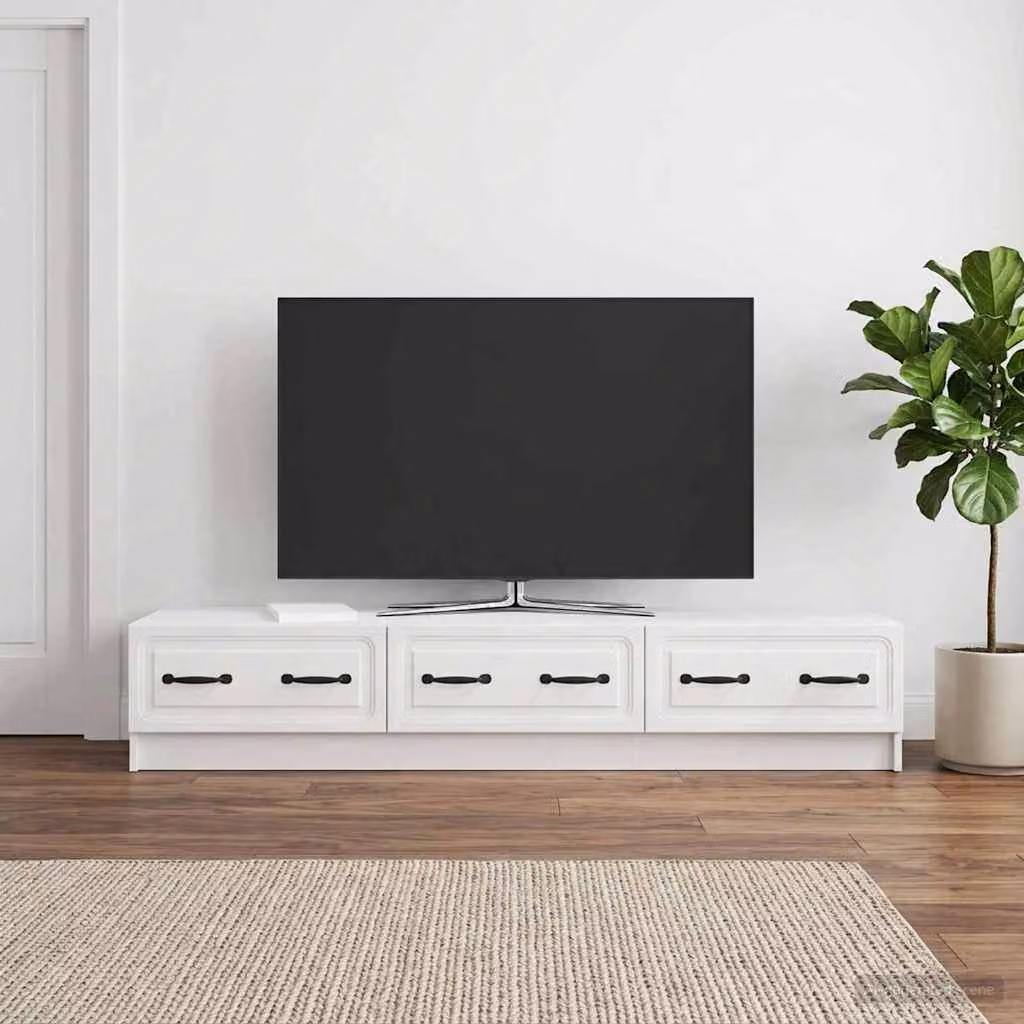 Mobile TV vidaXL moderno in MDF bianco lucido L: 147 cm, P: 34,5 cm, H: 27 cm