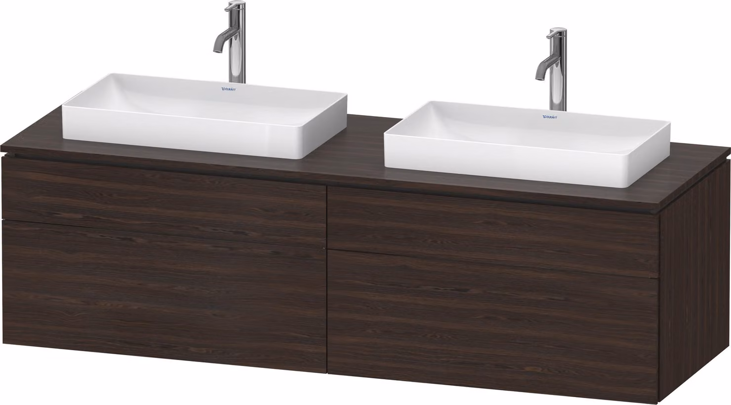 Duravit L-Cube Meuble sous-lavabo en console suspendu, avec plan de toilette en console, 4 tiroirs, pour deux vasques, 1620x482x550mm, LC4873B69690000, LC4873B69690000