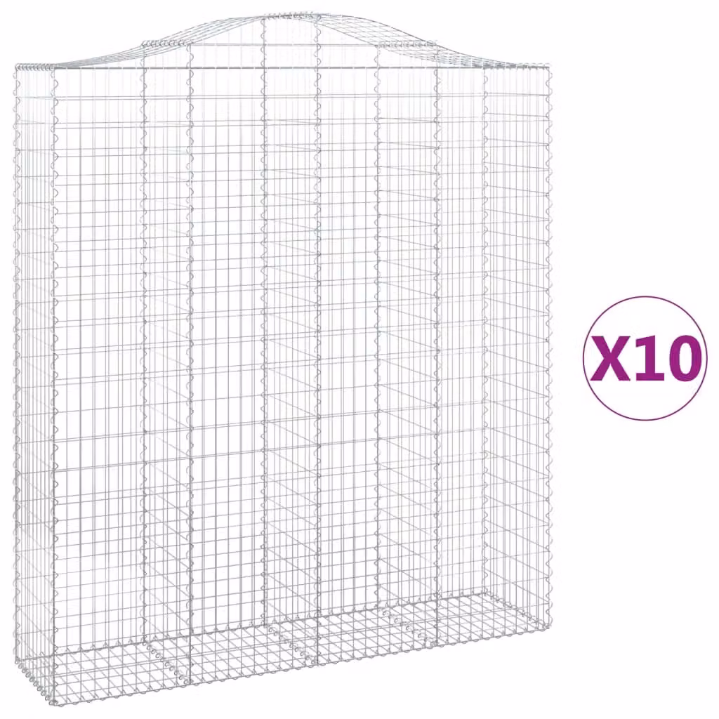 Cesti Gabbioni ad Arco 10 pz 200x50x220/240 cm Ferro Zincato
