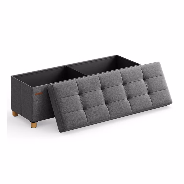 Pouf Contenitore Grigio Scuro, Grigio Scuro / 38 x 110 x 40 cm