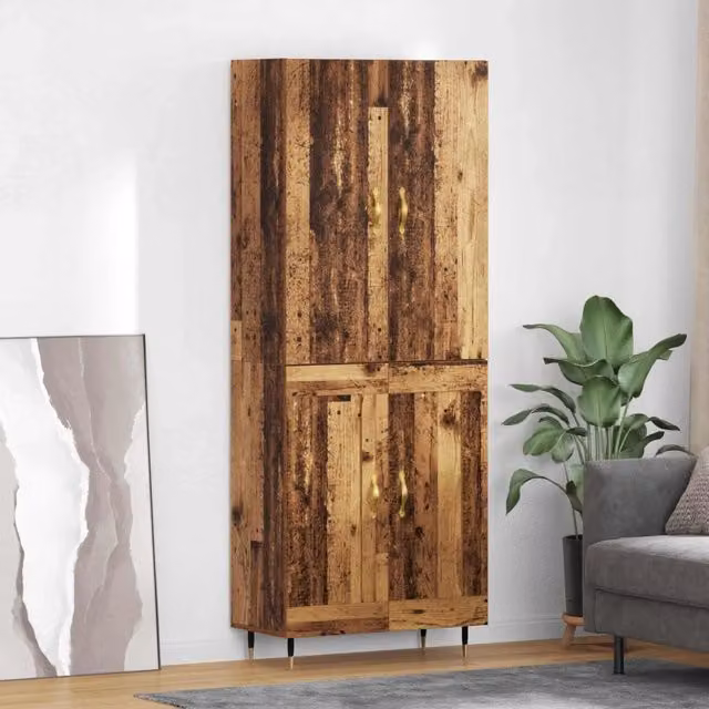 Credenza moderna vidaXL in legno ingegnerizzato e metallo, colore marrone, L/P/H: 69,5 x 34 x 180 cm – 1