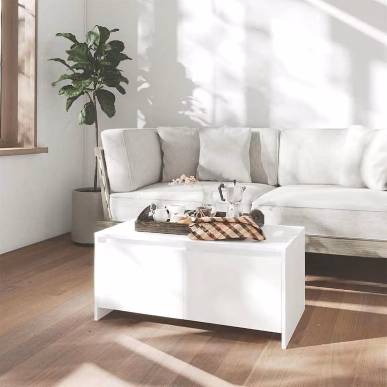 vidaXL Tavolino da Salotto Moderno Bianco in Legno e MDF L: 90 cm, P: 50 cm, H: 41,5 cm