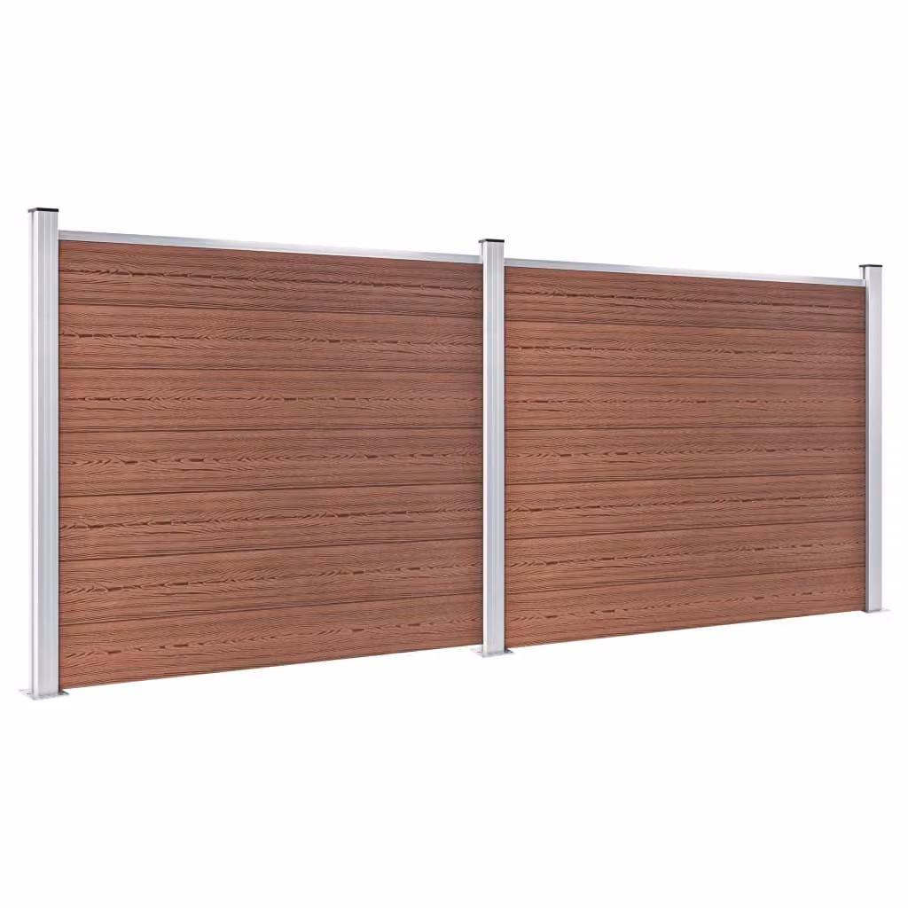 Set Pannello di Recinzione in WPC 353x146 cm Marrone