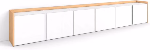 Mobile TV Soggiorno, 309x50x35 cm, Per TV fino a 80", Mobile Soggiorno, Bianco e Rovere soft