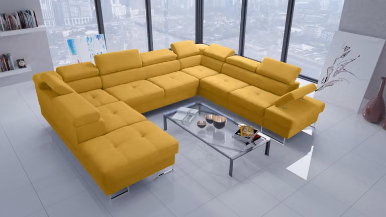 Wohnlandschaften Ecksofa Couch Textil Leder Polster Sitz Ecke Sofa U-Form Sofas