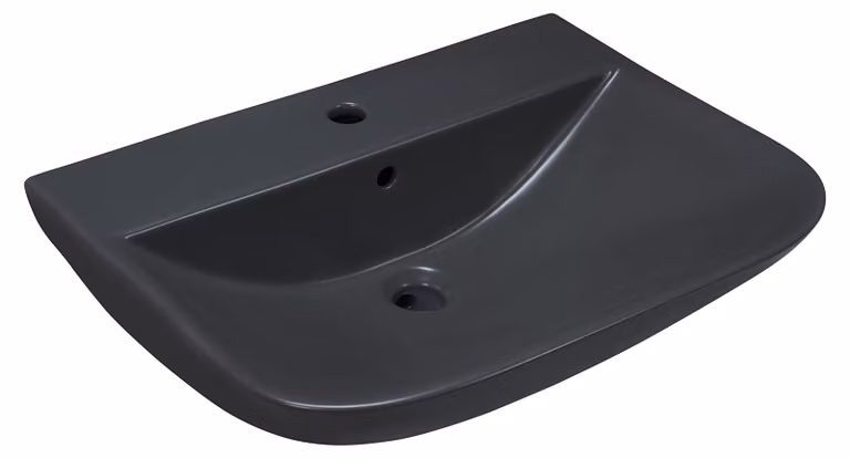 Lavabo Sanicomfort Rivo, 60 cm, grigio scuro opaco, mobile lavabo sospeso in Vetroceramica