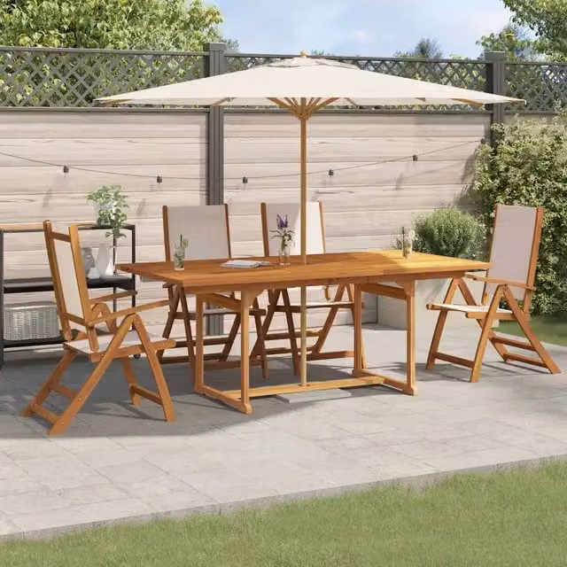 Set Pranzo da Giardino 5pz Legno Massello di Acacia e Textilene 3279274