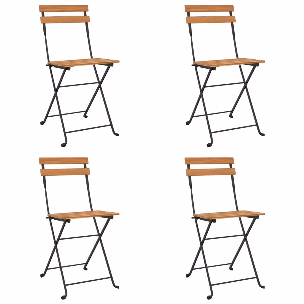 Set di 4 sedie pieghevoli vidaXL in legno di teak oliato e acciaio, colore marrone – 2
