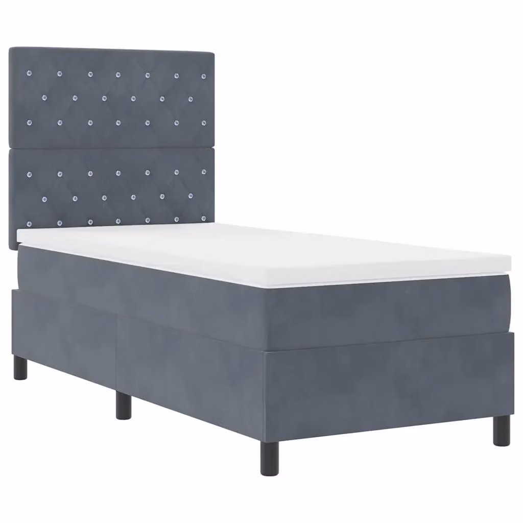 Letto a molla moderno vidaXL con illuminazione LED sottostante in velluto grigio, L/P/H: 200 x 90 x 128 cm – 2