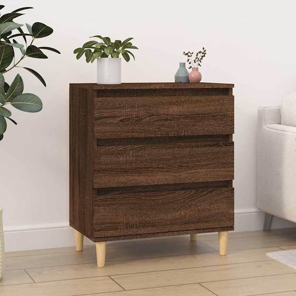 Credenza moderna vidaXL in legno multistrato e MDF, colore marrone, L: 60 cm, P: 35 cm, H: 70 cm