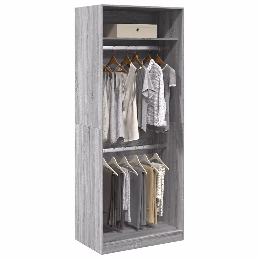 Armadio vidaXL Grigio con Ante a Battente in Legno e MDF, L/P/H: 80 x 50 x 200 cm – 1