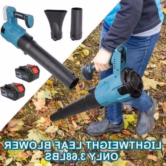 Soffiatore elettrico - 6 velocità - 240 km/h - 1500W - Aspirapolvere - Soffiatore per neve - Attrezzo da giardino a batteria - 1 batteria