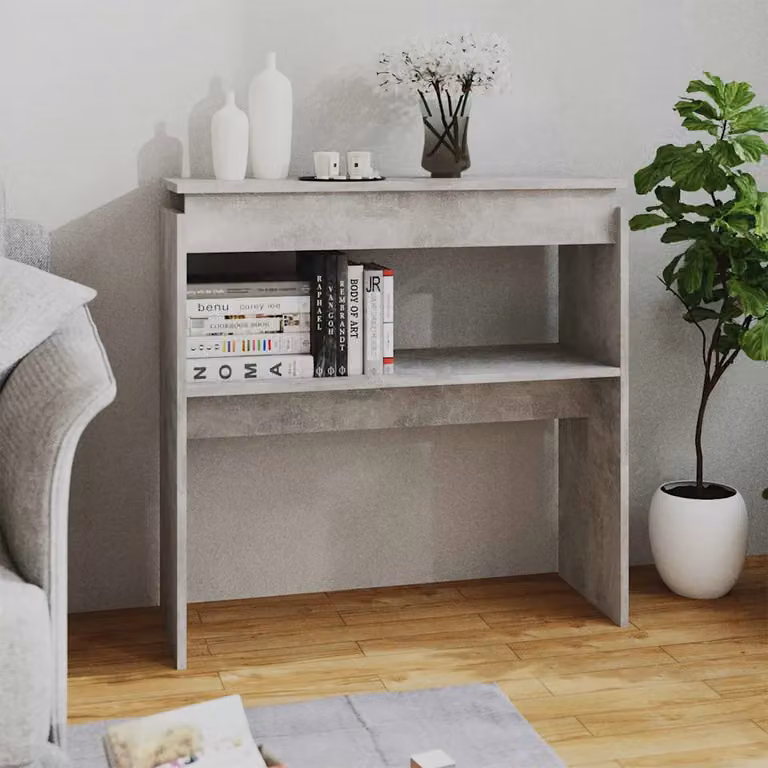 vidaXL Tavolino Consolle Moderno Grigio con Finitura Opaca in Legno e MDF L 80 x P 30 x H 80 cm