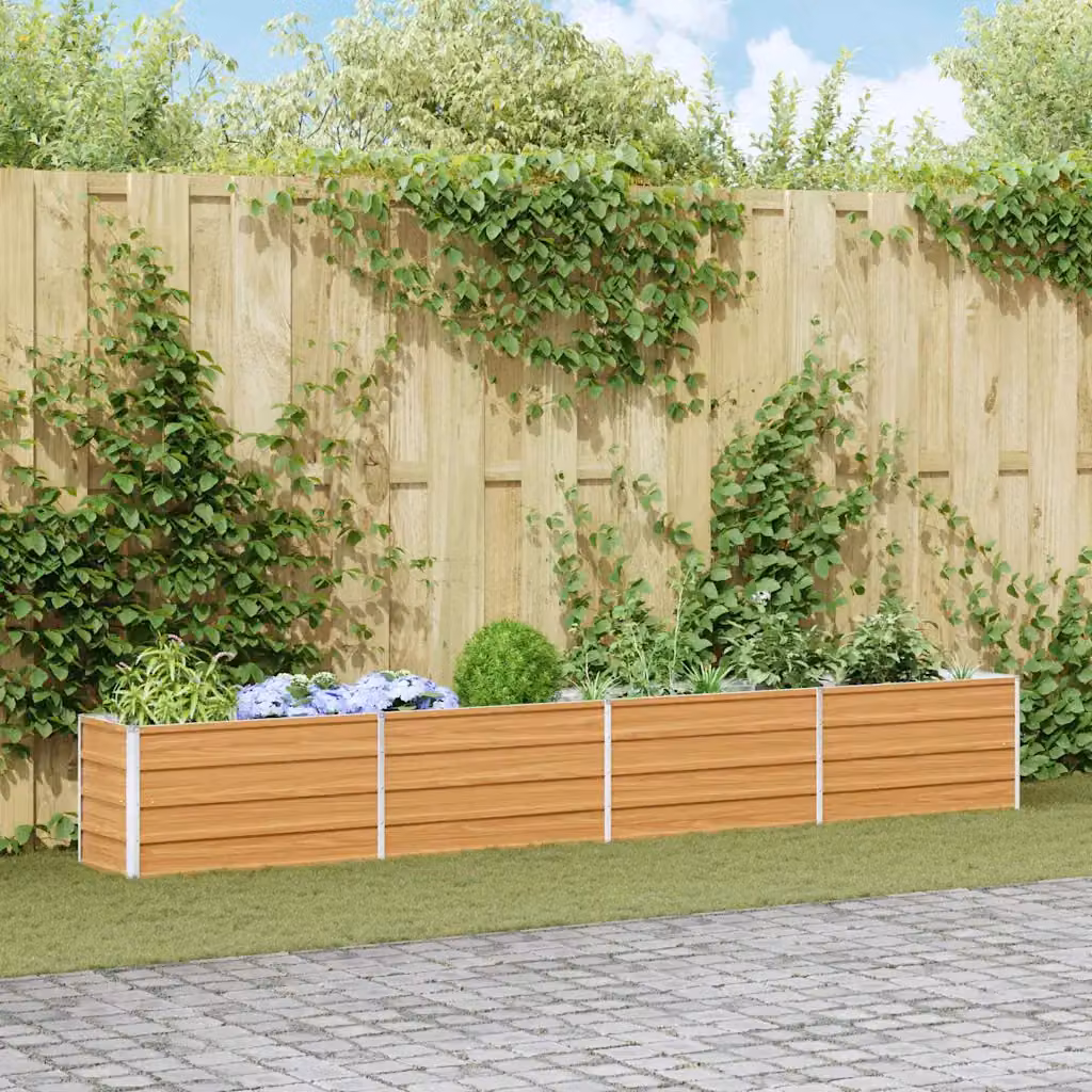 Letto rialzato da giardino vidaXL in acciaio galvanizzato Marrone Chiaro L: 320 cm, P: 40 cm, H: 45 cm
