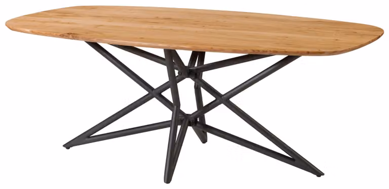 MASSIVMOEBEL24 | Tavolo da pranzo in legno di Acacia 240x100x76 Laccato naturale gambe incrociate