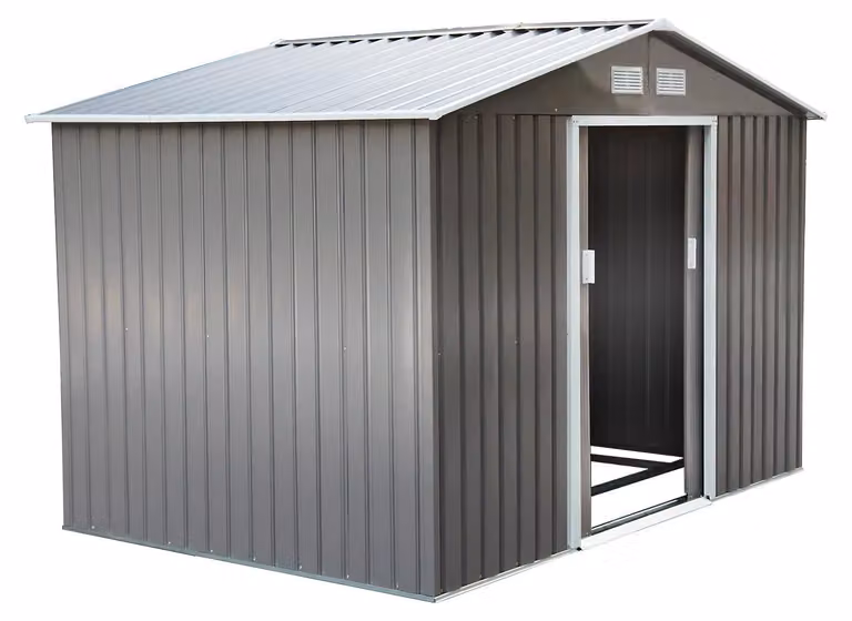 Capanno da giardino in acciaio zincato - 2,77 x 1,95 m - con porta scorrevole e sistema di ventilazione