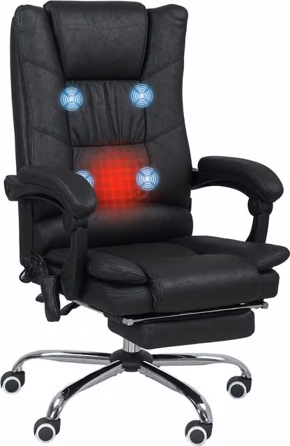 Sedia da ufficio Vinsetto con massaggio e poggiapiedi, colore nero, L/P/H: 70 x 64 x 118 cm