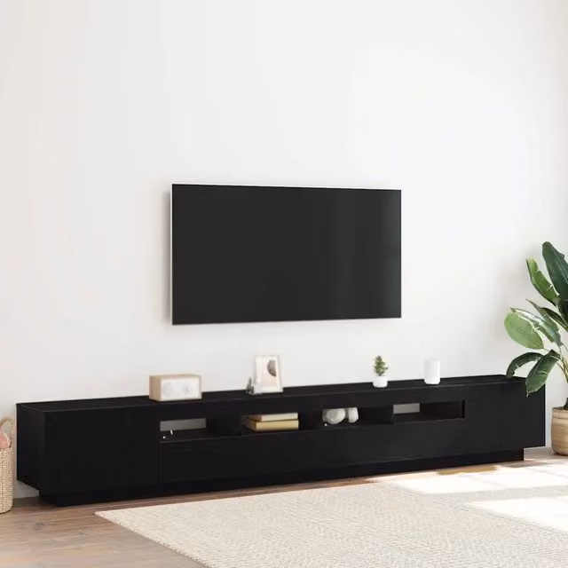 Set mobile TV 3 pz Nero Legno ingegnerizzato 3333064