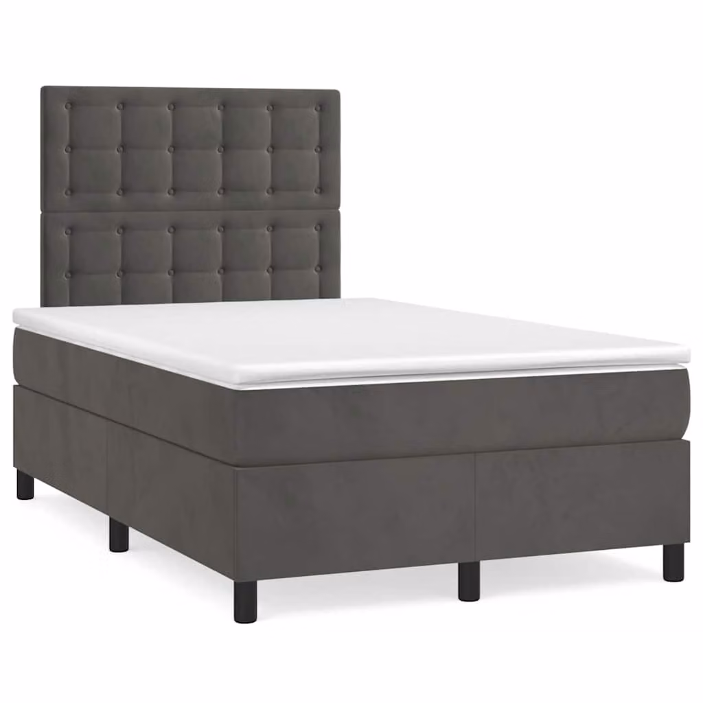 Giroletto a Molle con Materasso Ibrido vidaXL in Velluto Grigio e Bianco L/P/H: 120 x 200 cm