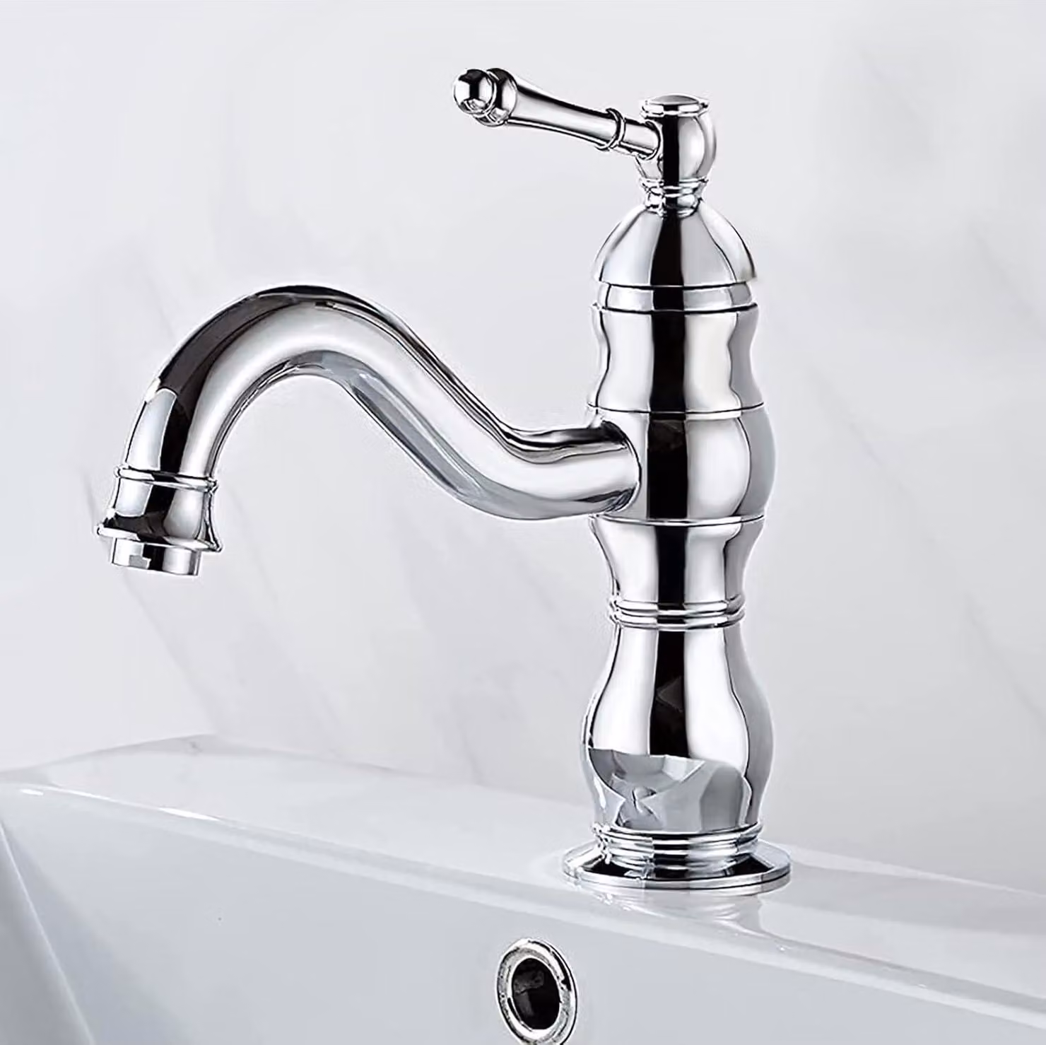 rubinetto girevole a 360° Miscelatore per lavabo in ottone con valvola in Vetroceramica cromo