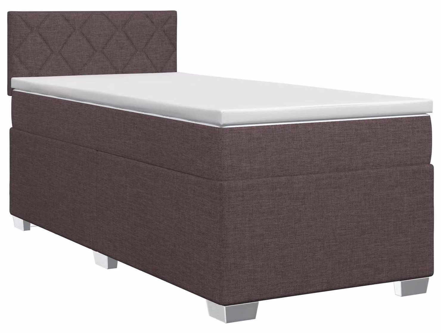 Letto a molle con materasso marrone scuro 90 x 200 cm in tessuto