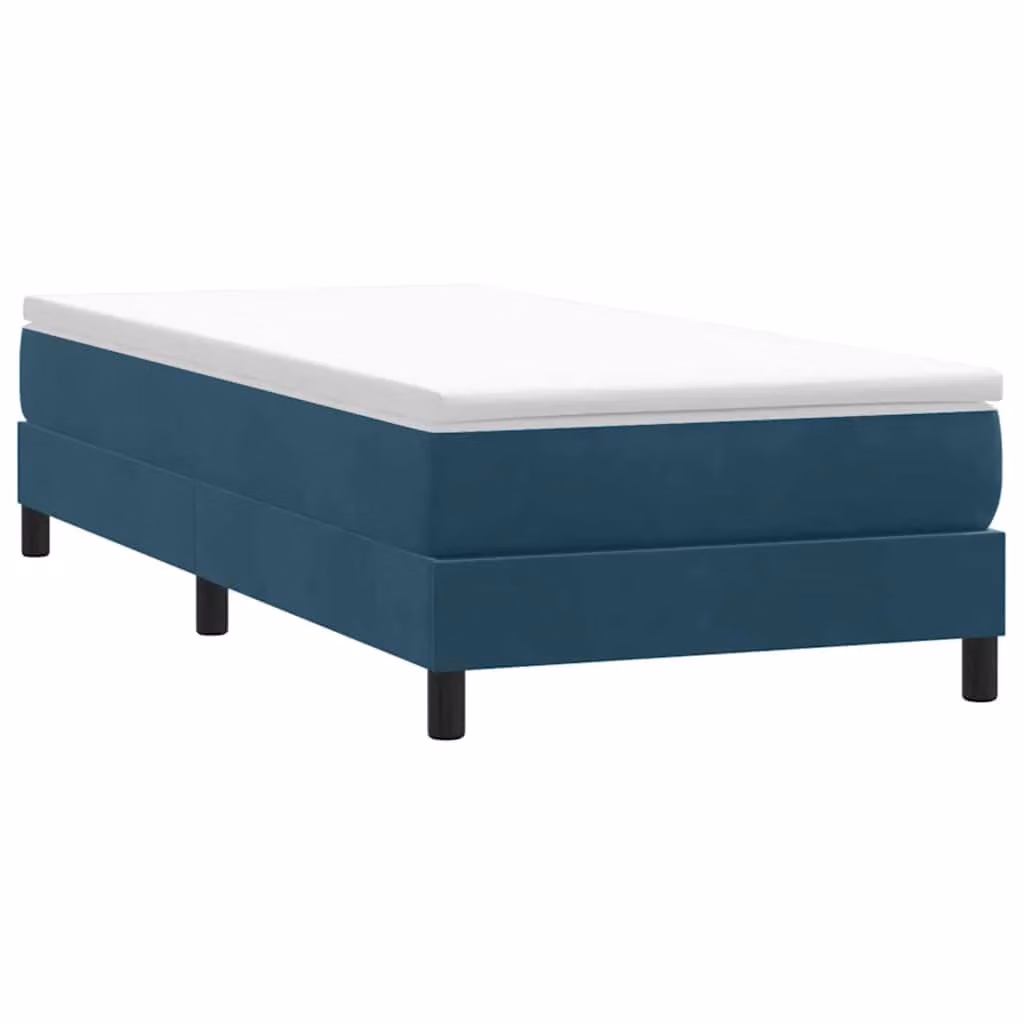 vidaXL Giroletto a Molle in Velluto Blu Scuro con Listelli in Legno L: 80 cm, H: 213 cm
