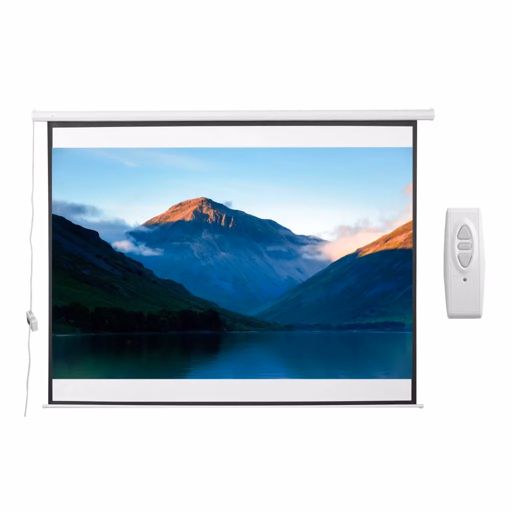 Schermo per Proiettore Motorizzato da 120 Pollici Formato 4:3 con Telecomando, Bianco, L 244 x H 183 cm – 2