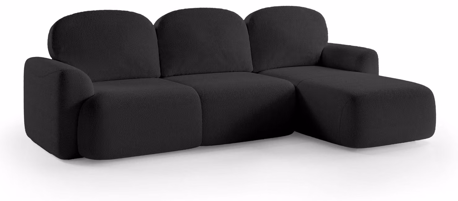 Divano angolare con funzione letto, modello Bulu, lato destro, colore grigio antracite