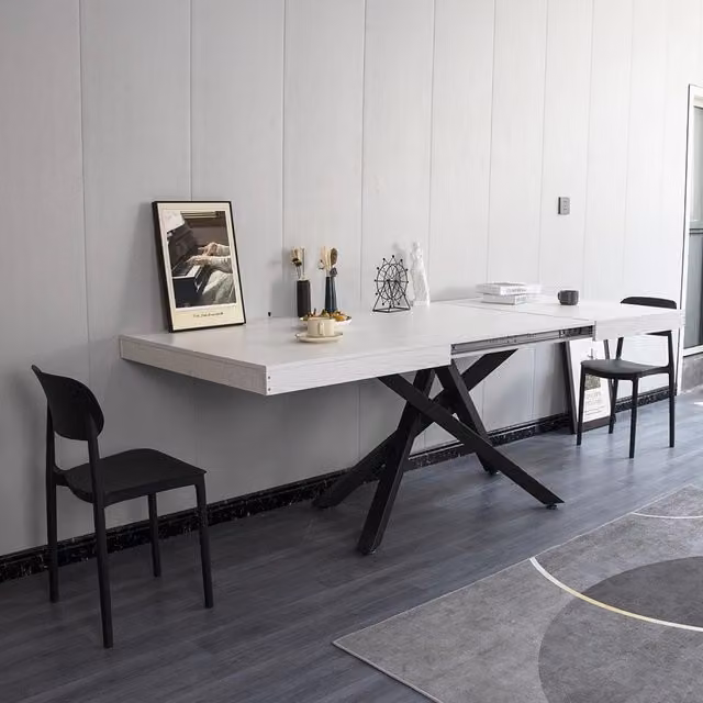 Tavolo Cucina Sala da Pranzo Allungabile Gambe a incrocio 90x140-220 cm Bianco Frassinato