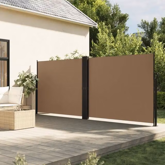 Tenda da sole laterale retrattile vidaXL beige in poliestere e acciaio L: 1200 cm, H: 160 cm