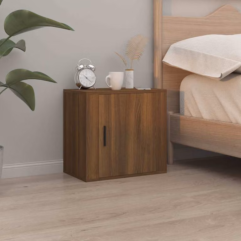 Comodino a muro moderno vidaXL in rovere marrone L 50 cm, P 30 cm, H 47 cm