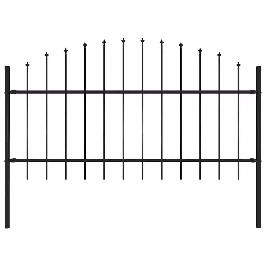 Recinzione da giardino vidaXL Woerden con punta a lancia in acciaio nero, H: 125 cm, L: 180 cm
