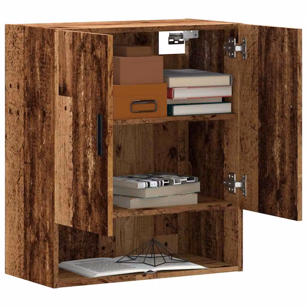 Armadietto a muro vidaXL in legno marrone con ante a battente e ripiani interni, L 60 cm x P 31 cm x H 70 cm