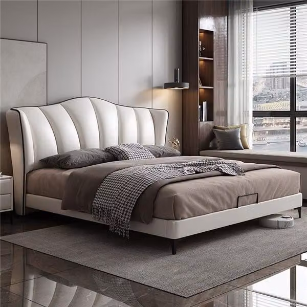 Betten Textil Hotel Luxus Polster Sitz Leder Italien Designer Bett Schlafzimmer